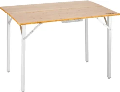 CAMPZ Bamboe Tafel 100x72x70cm Extra Sterk, Bruin/grijs