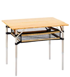 CAMPZ Bamboe Tafel 80x60x65cm Met Opbergnet, Bruin