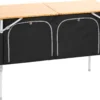 CAMPZ Bamboe Tafel 120x50x80cm Met Opbergplank, Bruin/zwart