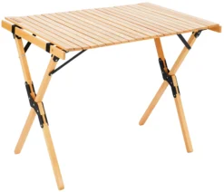 CAMPZ Beukenhouten Uitrolbare Tafel 90x60x70cm, Bruin