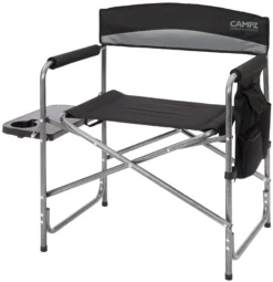 CAMPZ Vouwstoel Met Bijzettafel, Zwart/grijs
