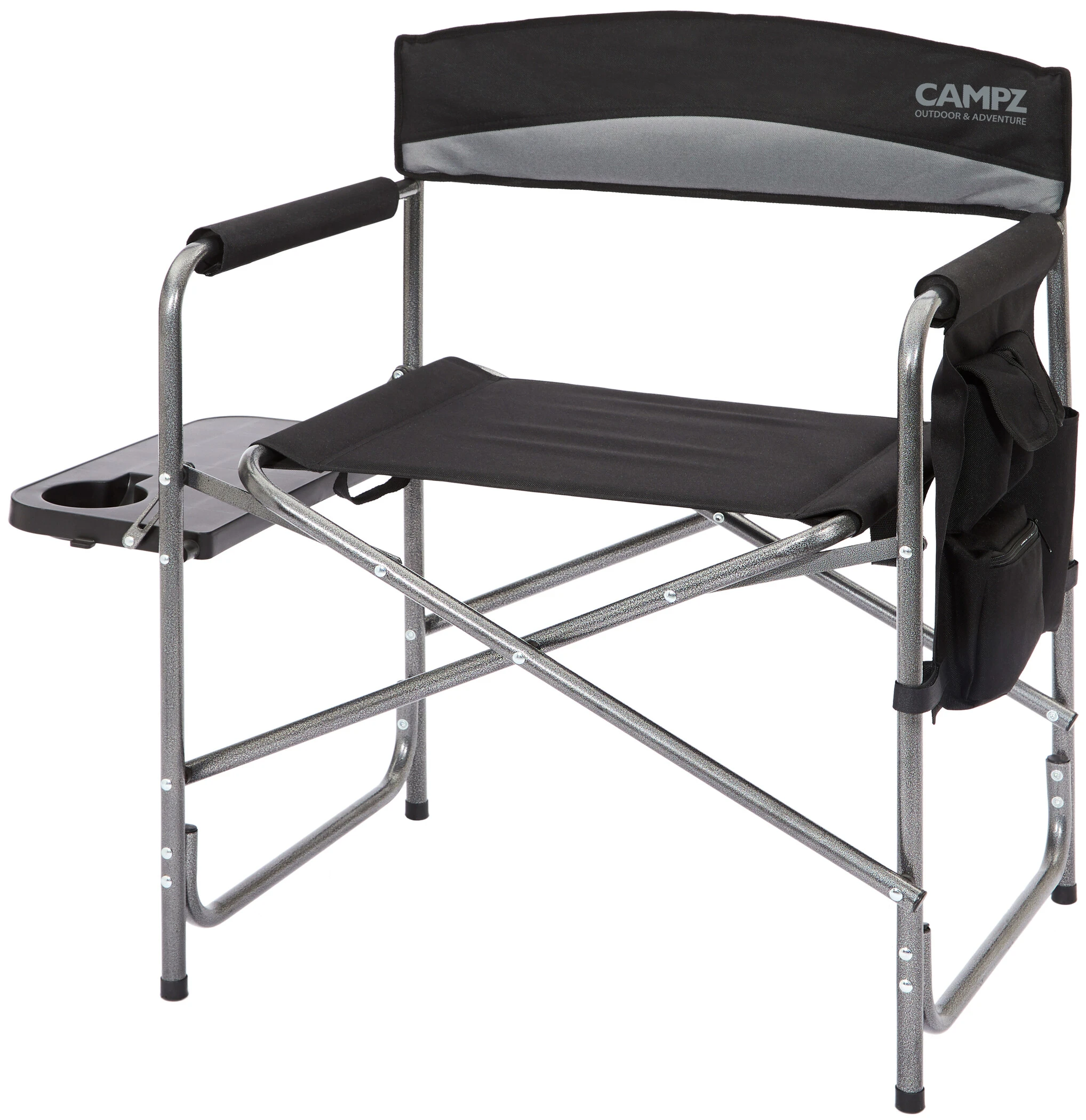 CAMPZ Vouwstoel Met Bijzettafel, Zwart/grijs 1 CAMPZ Vouwstoel Met Bijzettafel, Zwart/grijs