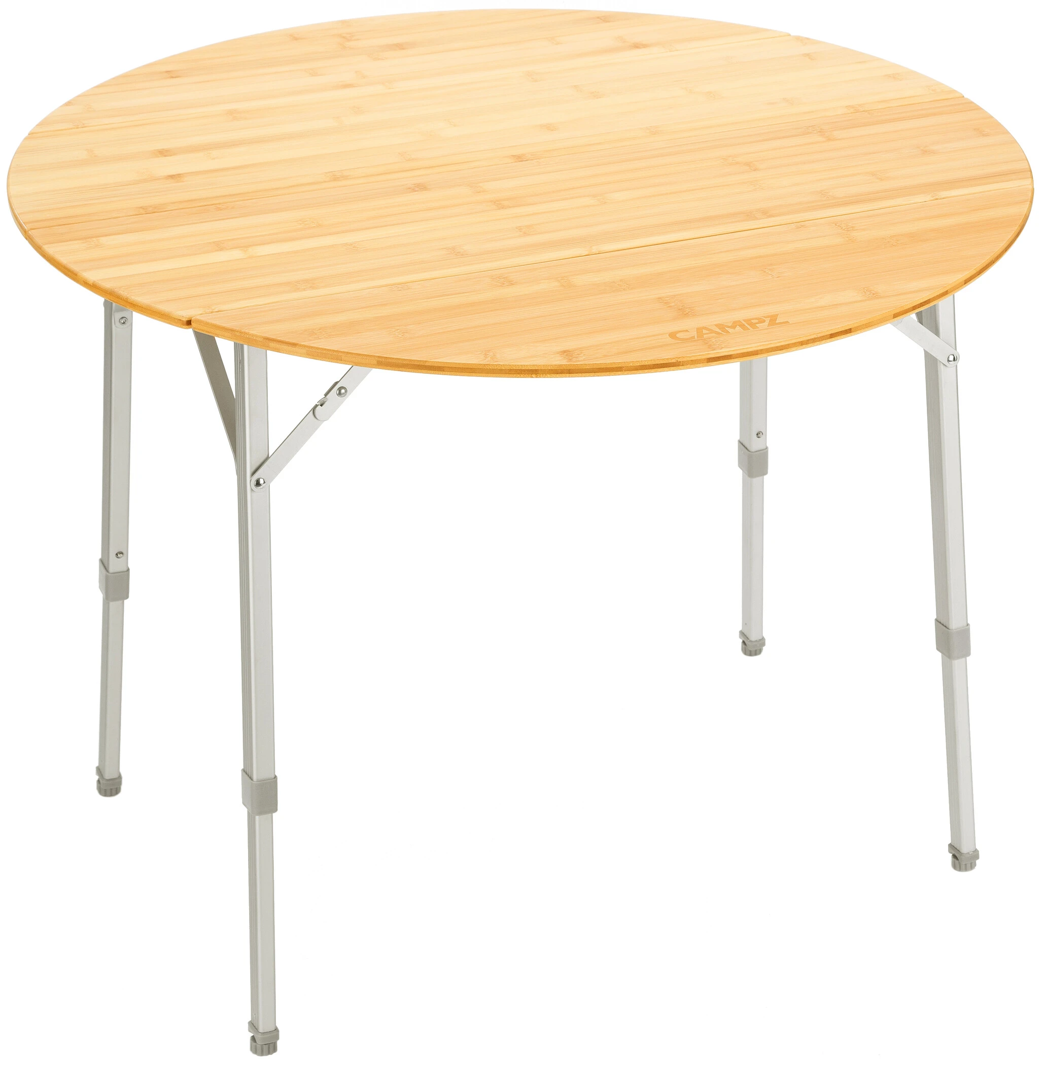 CAMPZ Ronde Bamboe Tafel 90x46/70cm, Bruin/grijs 1 CAMPZ Ronde Bamboe Tafel 90x46/70cm, Bruin/grijs