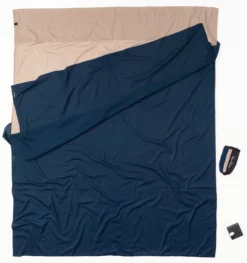 Cocoon TravelSheet Doublesize Egyptisch Katoen, Blauw/beige