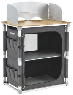 Outwell Padres Keukentafel Met Bamboe Tafelblad, Zwart/bruin